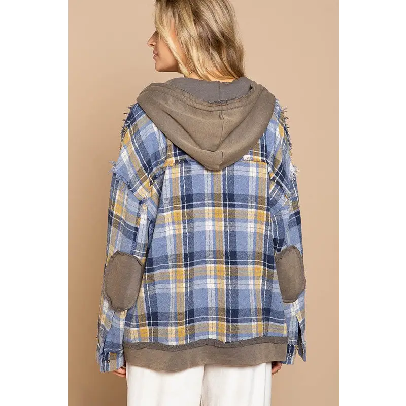 Flannel oversized jacket with hoody Jacket