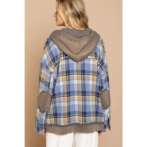 Flannel oversized jacket with hoody Jacket