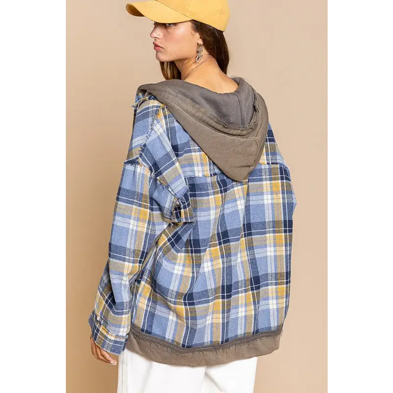 Flannel oversized jacket with hoody Jacket