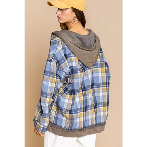 Flannel oversized jacket with hoody Jacket