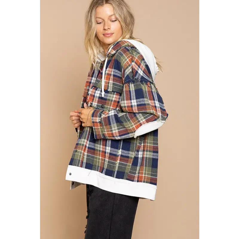 Flannel oversized jacket with hoody Jacket