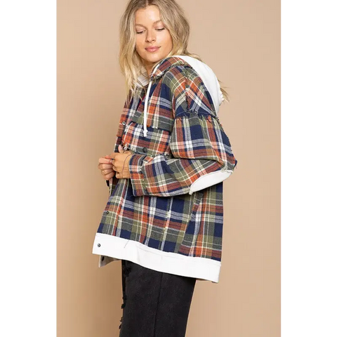 Flannel oversized jacket with hoody Jacket