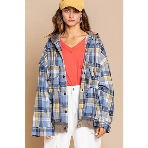 Flannel oversized jacket with hoody Jacket