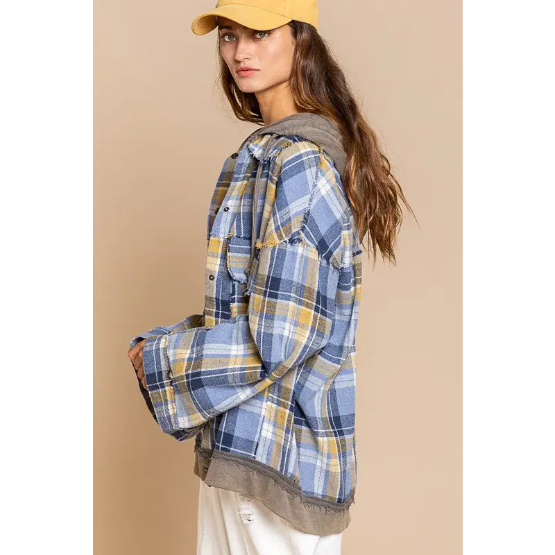 Flannel oversized jacket with hoody Jacket