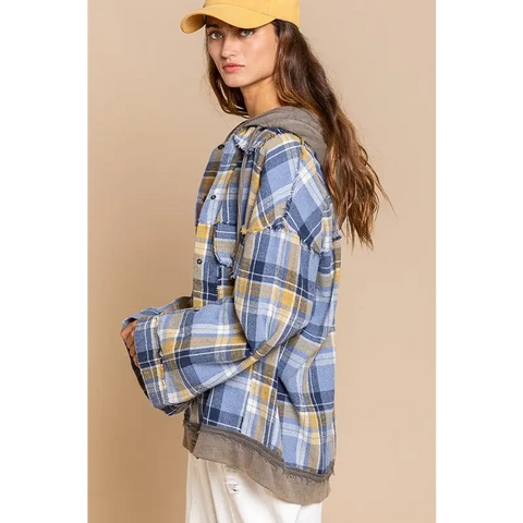 Flannel oversized jacket with hoody Jacket