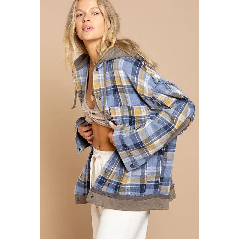 Flannel oversized jacket with hoody Jacket