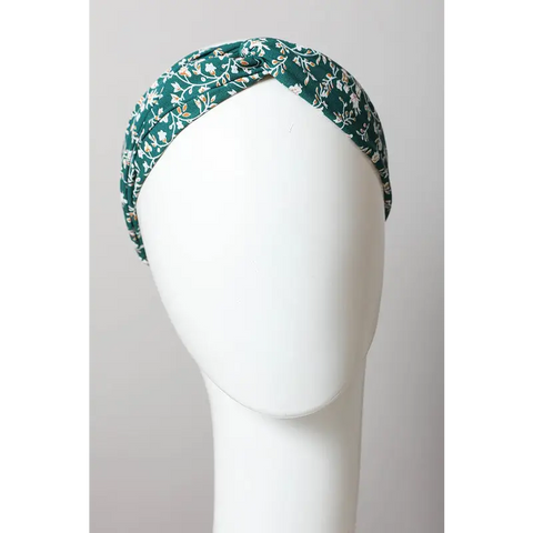 Floral Trailing Vine Twist Headwrap Emerald Default