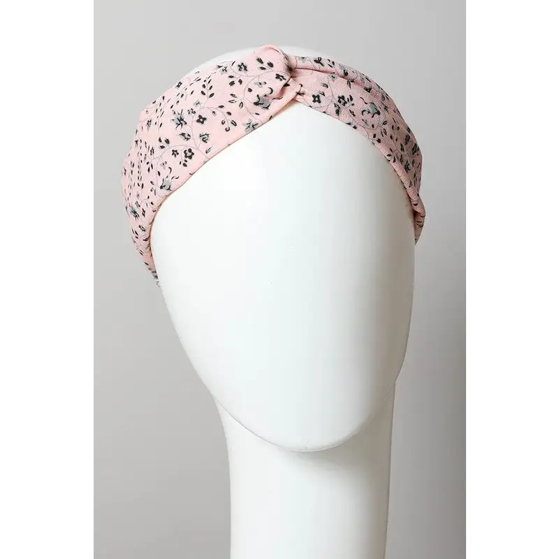 Floral Trailing Vine Twist Headwrap Pink Default