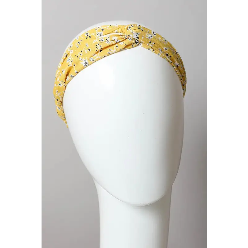 Floral Trailing Vine Twist Headwrap Yellow Default