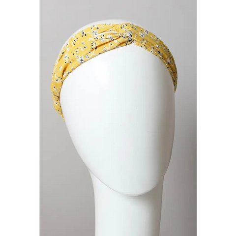 Floral Trailing Vine Twist Headwrap Yellow Default