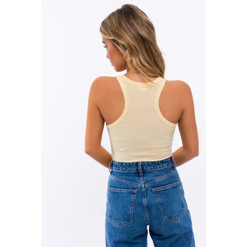 FRONT CUT OUT RACERBACK BODYSUIT Tops