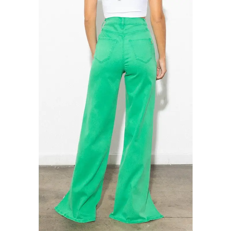 Front Slit Wide Leg Tencel Pants Pants