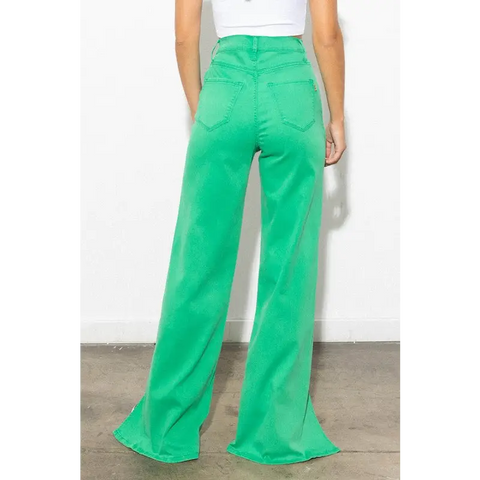 Front Slit Wide Leg Tencel Pants Pants