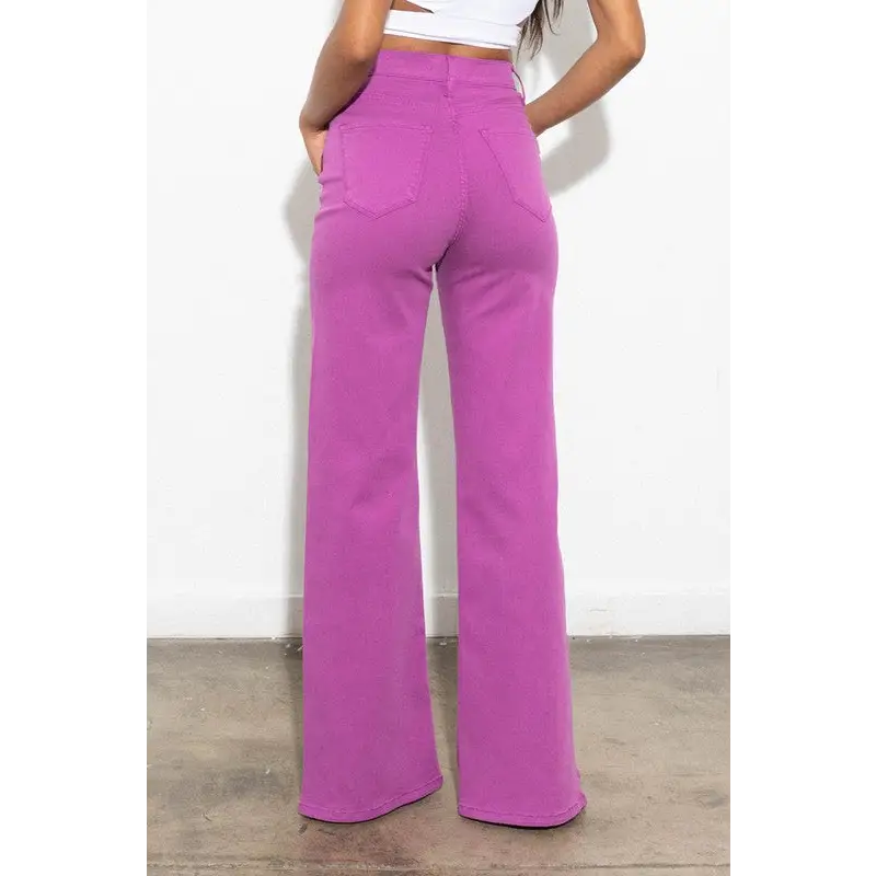 Front Slit Wide Leg Tencel Pants Pants