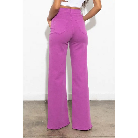 Front Slit Wide Leg Tencel Pants Pants