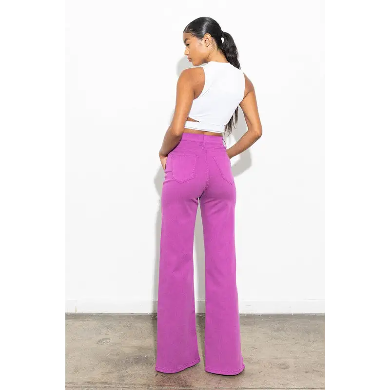 Front Slit Wide Leg Tencel Pants Pants