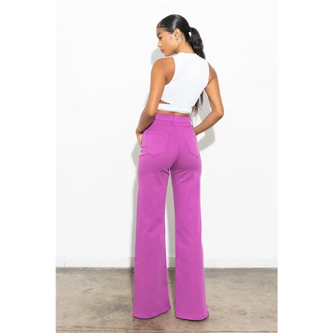 Front Slit Wide Leg Tencel Pants Pants