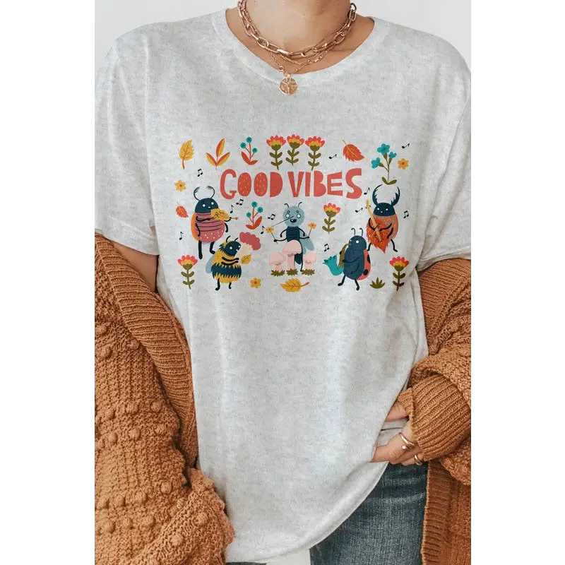Good Vibes Only Retro Graphic Tee Ash Graphic Tee