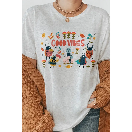 Good Vibes Only Retro Graphic Tee Ash Graphic Tee
