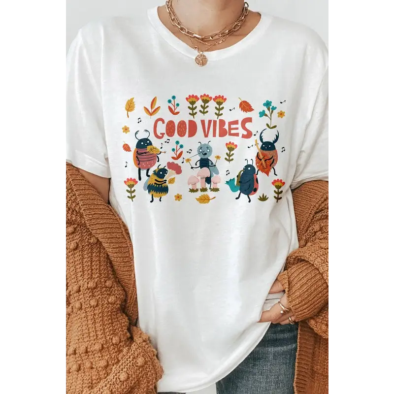Good Vibes Only Retro Graphic Tee White Graphic Tee