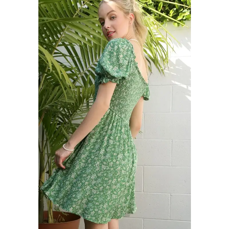 Green Puff Sleeve dress Dress