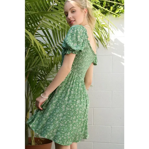 Green Puff Sleeve dress Dress