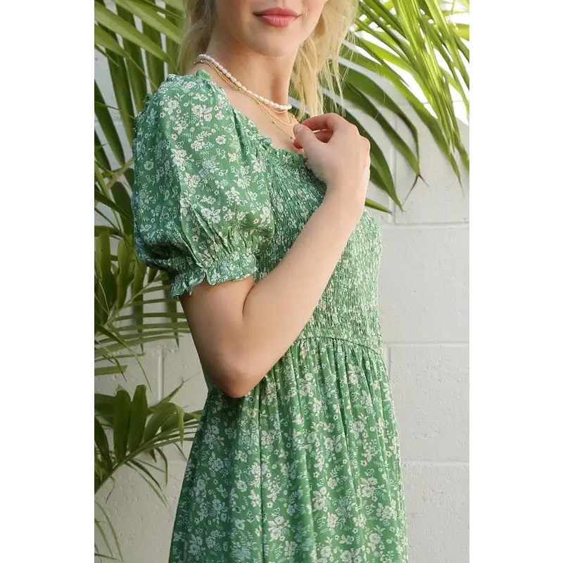 Green Puff Sleeve dress Dress