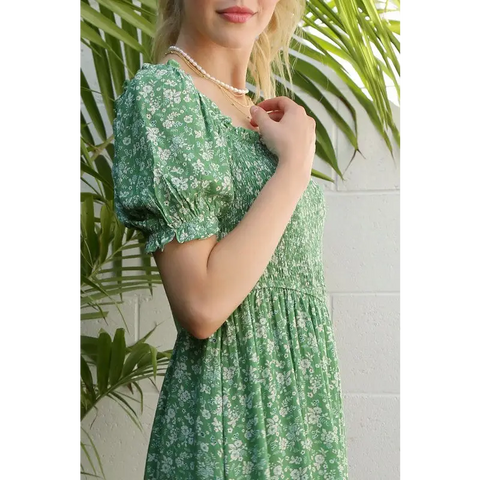 Green Puff Sleeve dress Dress