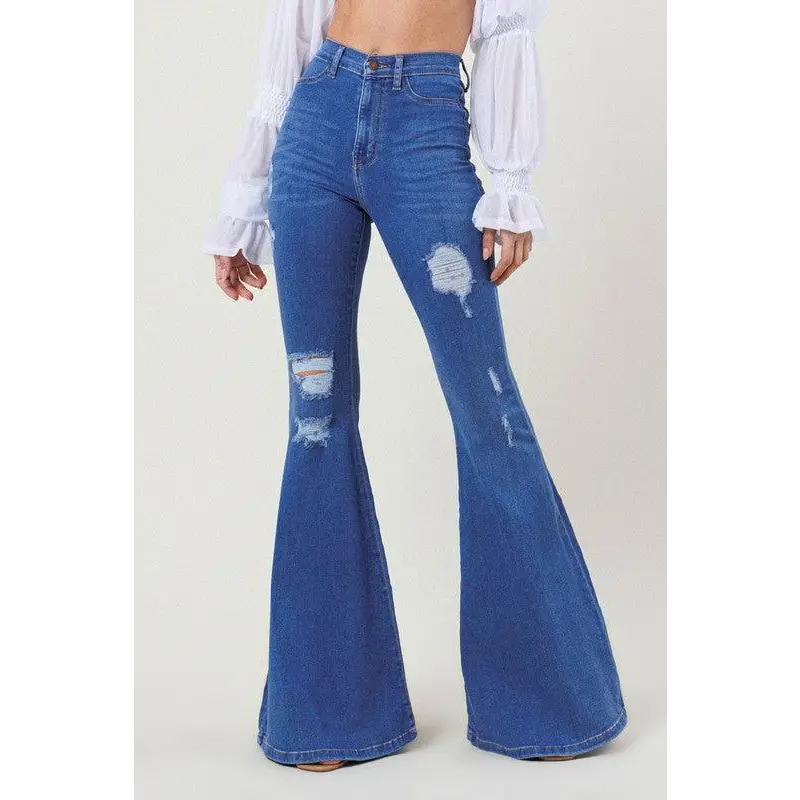 HIGH RISE DISTRESSED FLARE Jeans