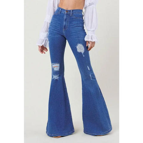 HIGH RISE DISTRESSED FLARE Jeans