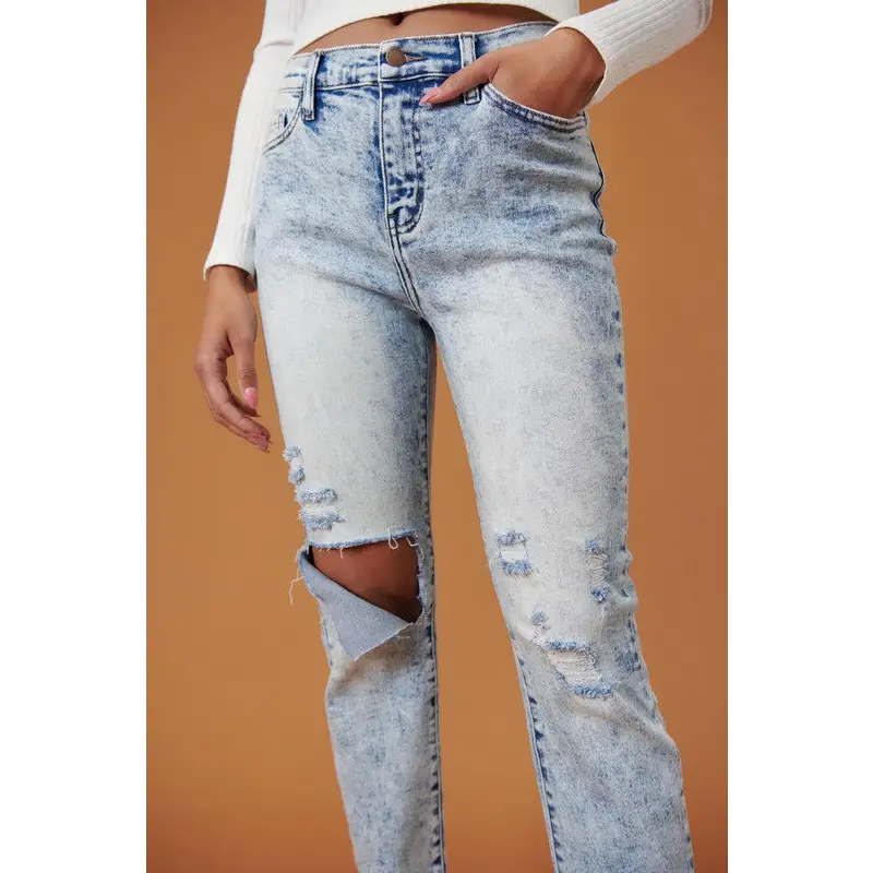 High Rise Distressed Skinny Jeans