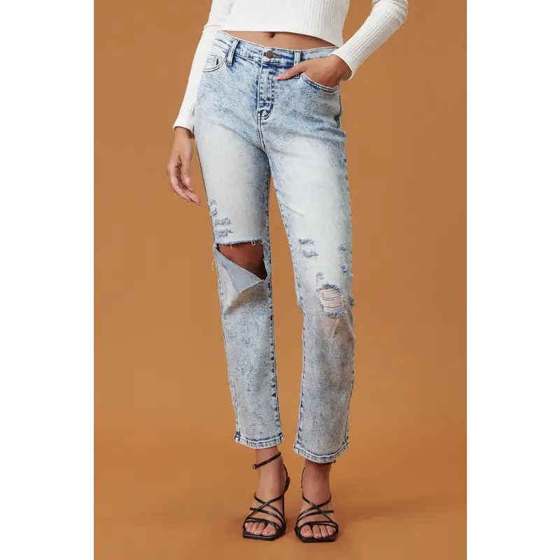 High Rise Distressed Skinny Jeans