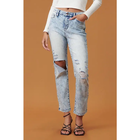 High Rise Distressed Skinny Jeans