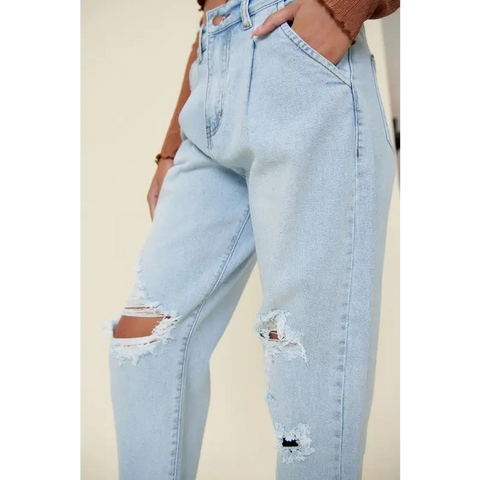 High Rise Distressed Slouchy Jeans Jeans