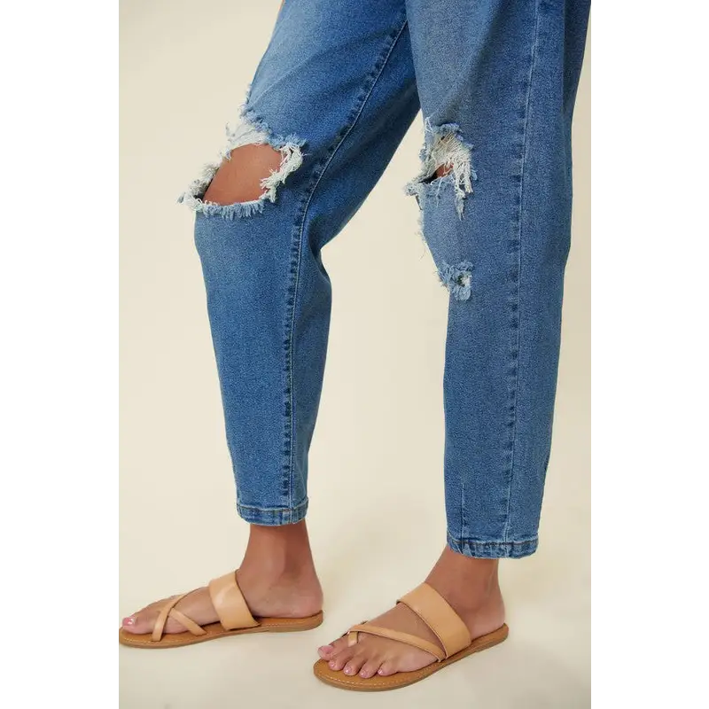 High Rise Distressed Slouchy Jeans Jeans