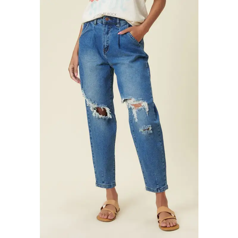 High Rise Distressed Slouchy Jeans Jeans