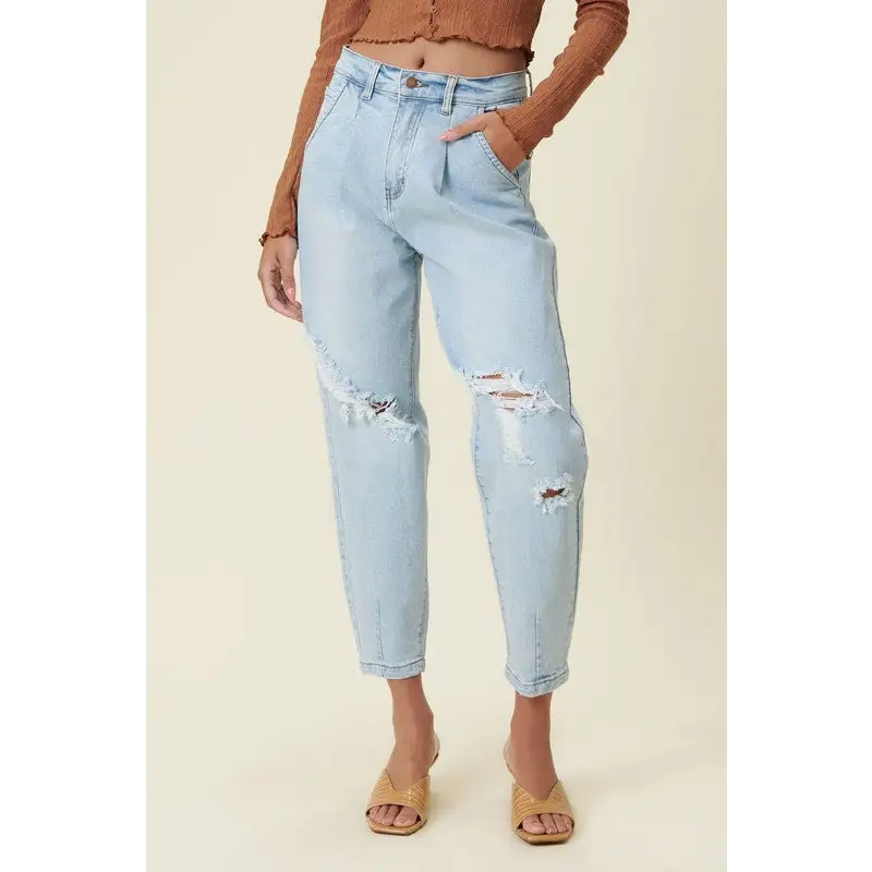 High Rise Distressed Slouchy Jeans Jeans