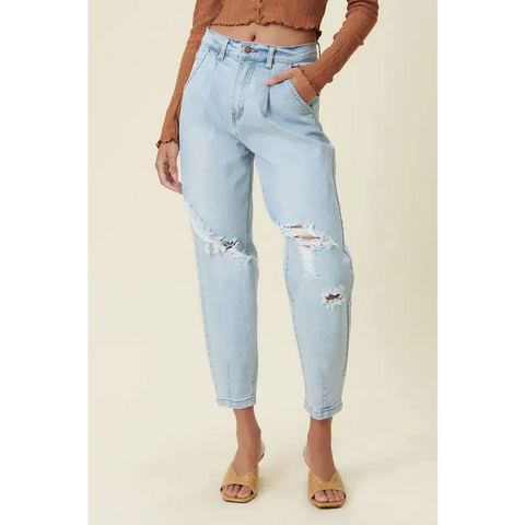 High Rise Distressed Slouchy Jeans Jeans