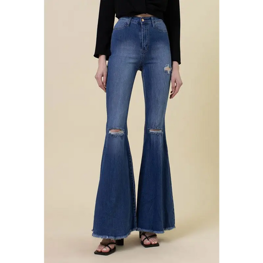 High Rise Flare Jeans Medium Stone Jeans