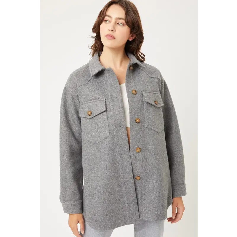 JQ Fleece Oversized Shacket GREY Jacket