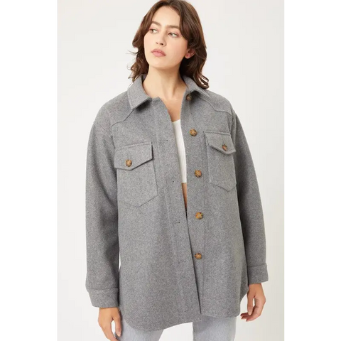 JQ Fleece Oversized Shacket GREY Jacket