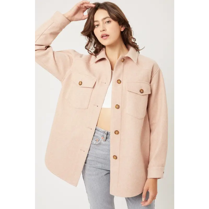 JQ Fleece Oversized Shacket MAUVE Jacket