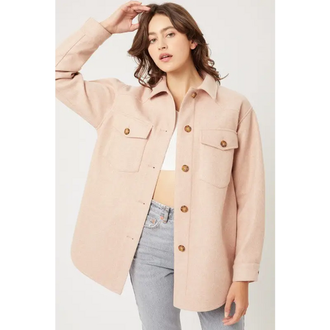 JQ Fleece Oversized Shacket MAUVE Jacket