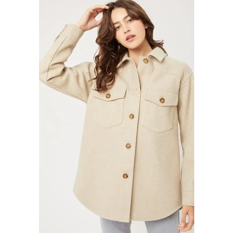 JQ Fleece Oversized Shacket OATMEAL Jacket