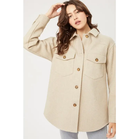 JQ Fleece Oversized Shacket OATMEAL Jacket