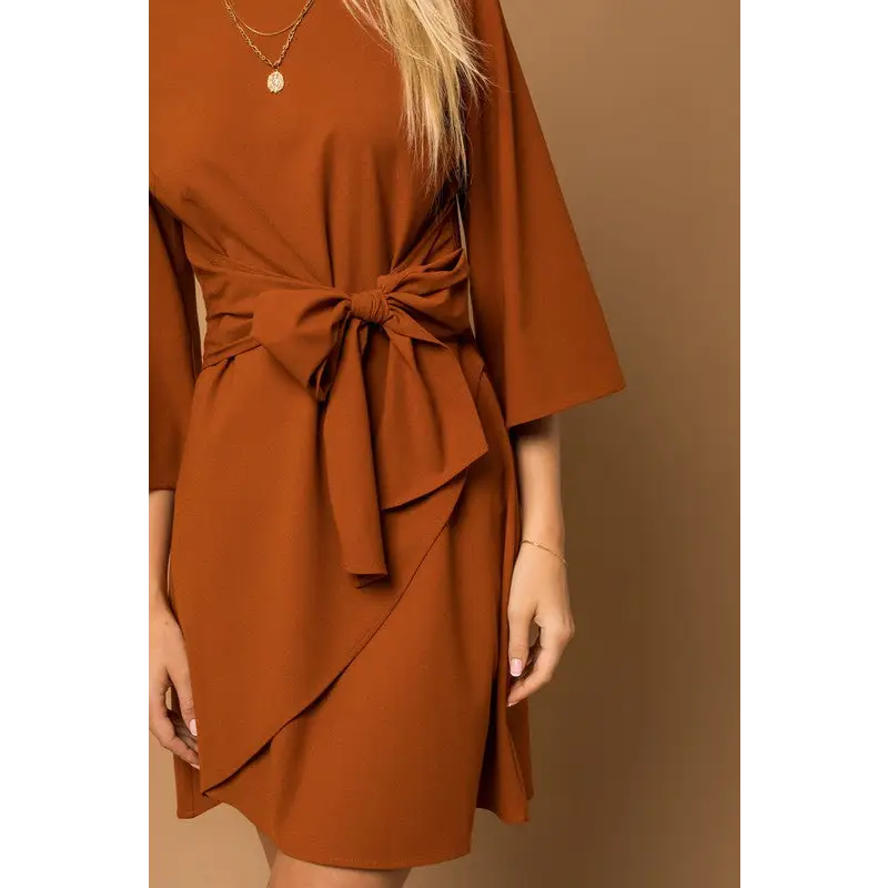 Kimono Sleeve Tie Wrap Dress Dress