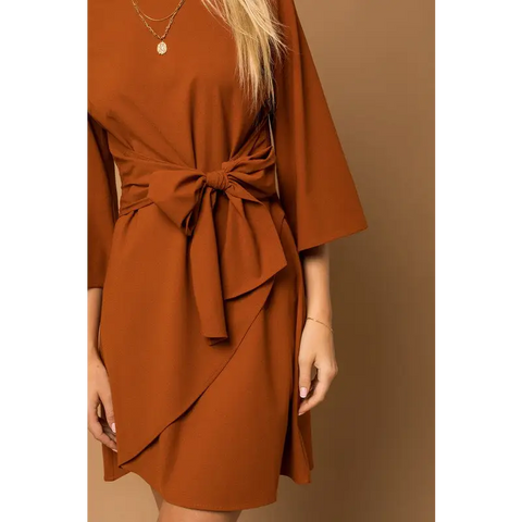 Kimono Sleeve Tie Wrap Dress Dress