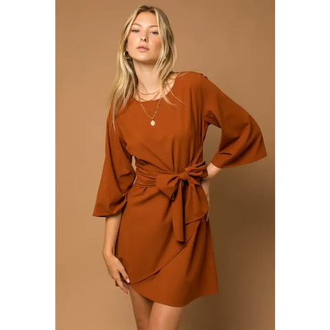 Kimono Sleeve Tie Wrap Dress Dress