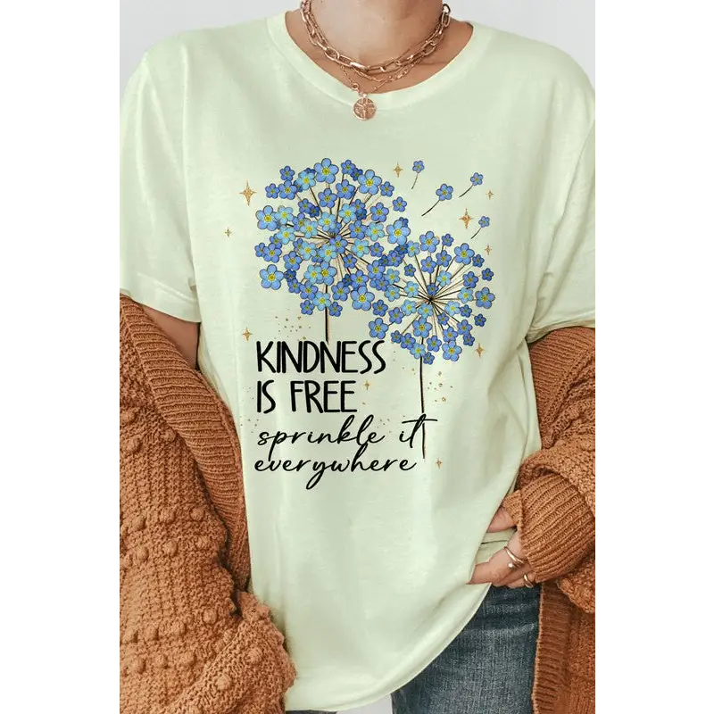 Kindness is Free Dandelion Graphic Tee Citron Graphic Tee