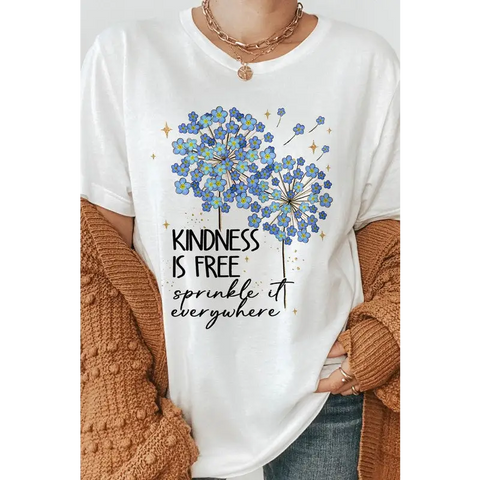 Kindness is Free Dandelion Graphic Tee White Graphic Tee